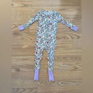 Posh Peanut Bamboo Floral Kids One Piece with Lavender Cuffs - 2T
